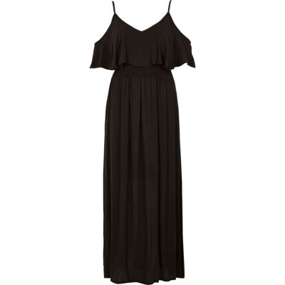 Black double layer maxi dress